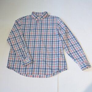 Vineyard Vines Men's Red White & Blue Plaid Long Sleeve Button Down Shirt Large